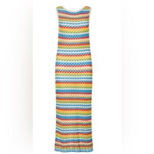 Kitri colorful striped crochet dress or coverup size small trendy tropical dress